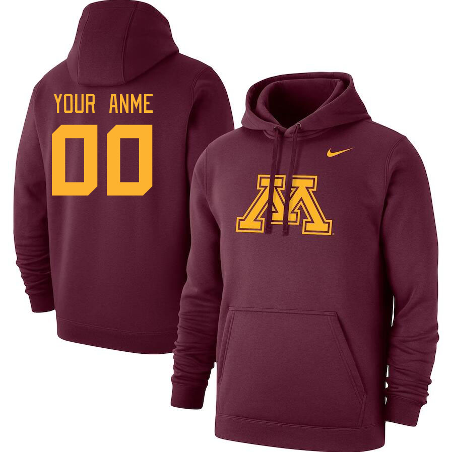 Custom Minneota Golden Gophers Name And Number College Hoodie-Maroon - Click Image to Close
